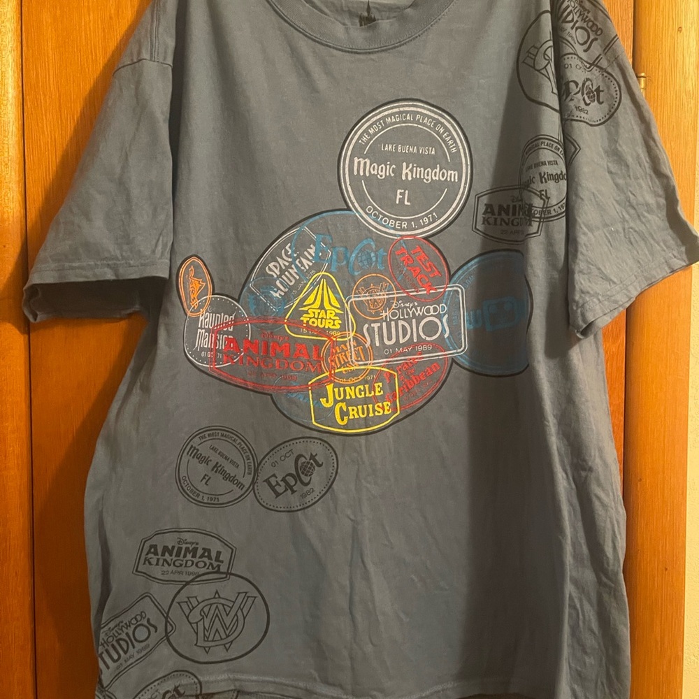 Disney Parks Passport Stamps Shirt Attraction Magic Kingdom Opening Dates XL